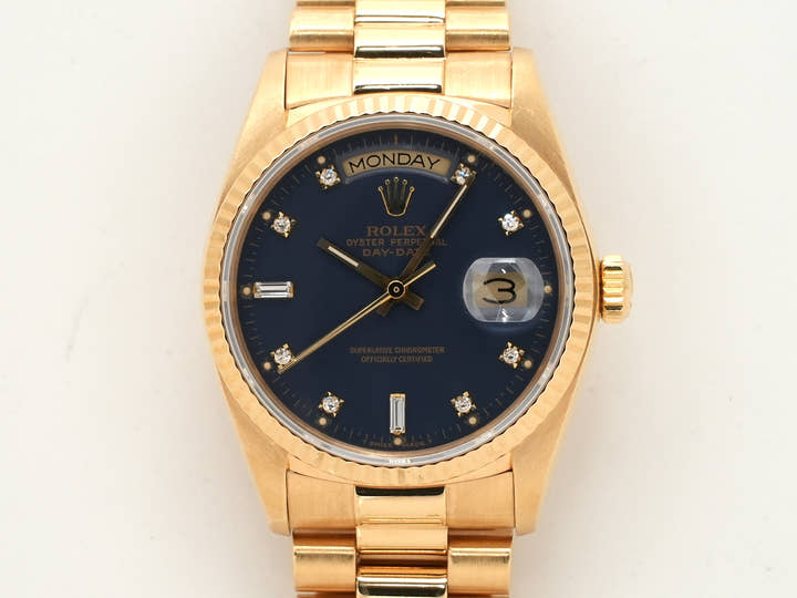 ロレックス デイデイト36 Ref.18038A イエローゴールド ブルー文字盤