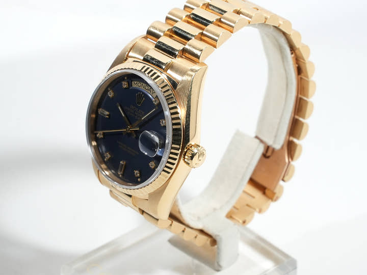 ロレックス デイデイト36 Ref.18038A イエローゴールド ブルー文字盤