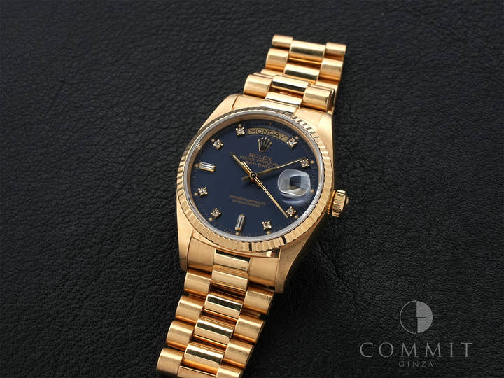 ロレックス デイデイト36 Ref.18038A イエローゴールド ブルー文字盤