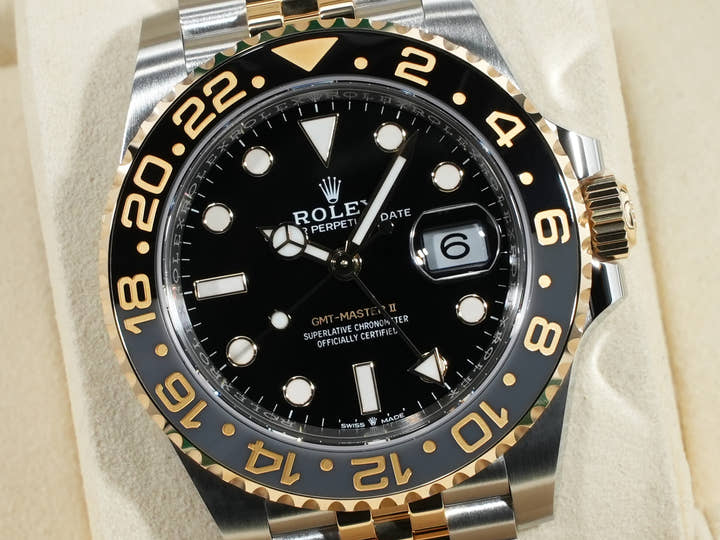 Rolex GMT-Master II Ref. 126713GRNR Stainless Steel/Yellow Gold Black Dial Jubilee Bracelet