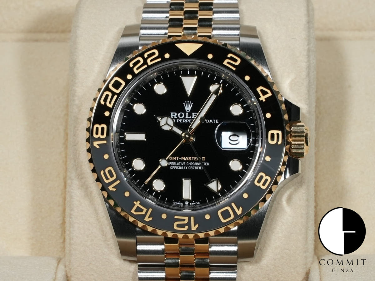Rolex GMT-Master II Ref. 126713GRNR Stainless Steel/Yellow Gold Black Dial Jubilee Bracelet