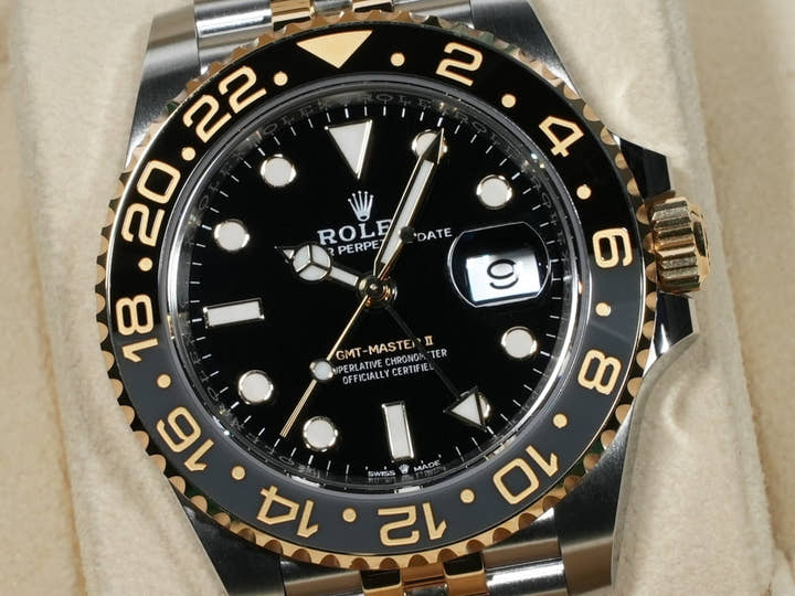 Rolex GMT-Master II Ref. 126713GRNR Stainless Steel/Yellow Gold Black Dial Jubilee Bracelet