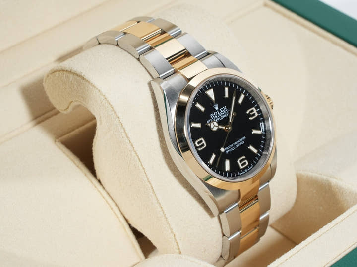 ロレックス エクスプローラー36 Ref.124273 ステンレススチール/イエローゴールド ブラック文字盤