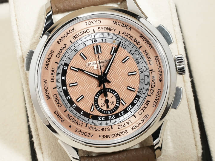 パテックフィリップ コンプリケーション ワールドタイム クロノグラフ Ref.5935A-001 ステンレススチール ローズゴールドメッキ オパーリン文字盤