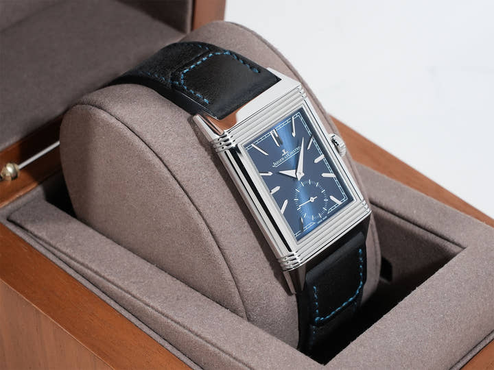 ジャガールクルト レベルソ トリビュート スモールセコンド Ref.Q3978480 SS ブルー文字盤 美中古 ywiz4x6b