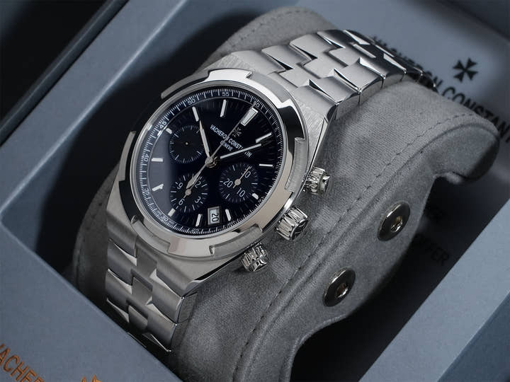 Vacheron Constantin Overseas Chronograph Ref.5520V/210A-B148 SS Blue Dial Good Condition neheco8v