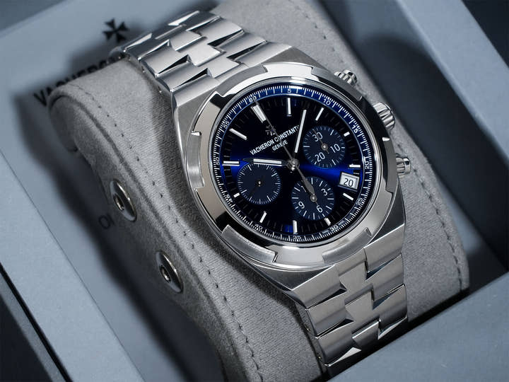 Vacheron Constantin Overseas Chronograph Ref.5520V/210A-B148 SS Blue Dial Good Condition neheco8v