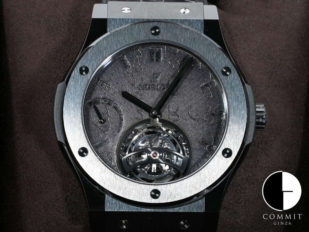 ウブロ クラシックフュージョン トゥールビヨン 5デイ パワーリザーブ ベルルッティ スクリット オールブラック Ref.505.CM.0500.VR.BER17 BLACK CERAMIC ブラック文字盤 美品 z7am2738