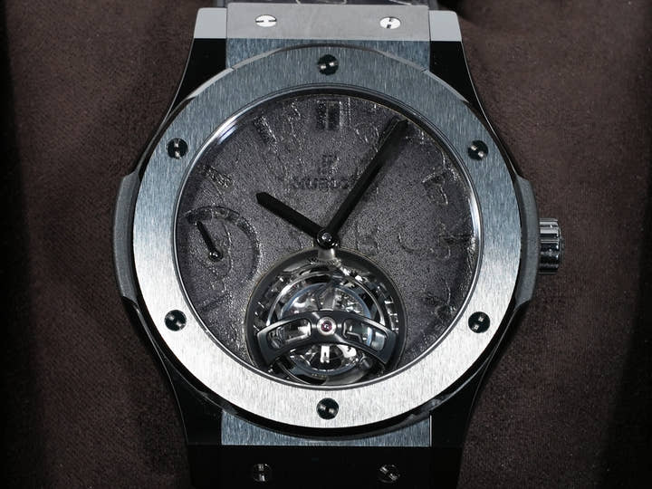 ウブロ クラシックフュージョン トゥールビヨン 5デイ パワーリザーブ ベルルッティ スクリット オールブラック Ref.505.CM.0500.VR.BER17 BLACK CERAMIC ブラック文字盤 美品 z7am2738