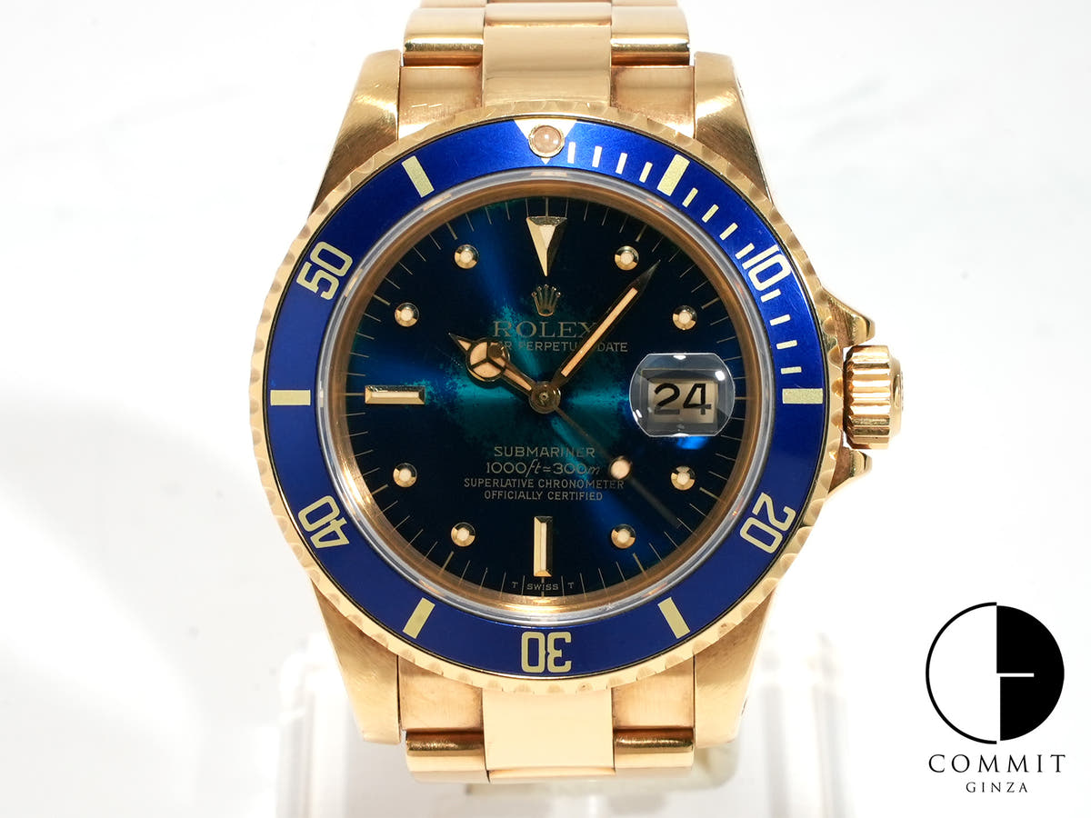 ロレックス サブマリーナー デイト Ref.16808 イエローゴールド ブルー文字盤