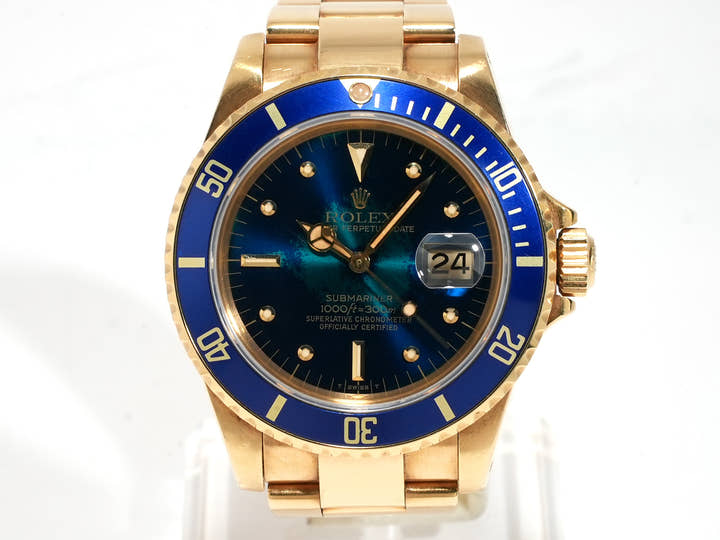 ロレックス サブマリーナー デイト Ref.16808 イエローゴールド ブルー文字盤
