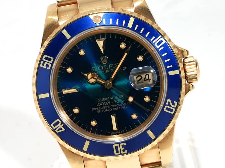ロレックス サブマリーナー デイト Ref.16808 イエローゴールド ブルー文字盤