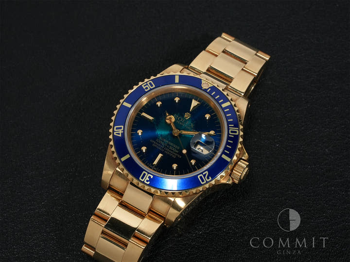 ロレックス サブマリーナー デイト Ref.16808 イエローゴールド ブルー文字盤