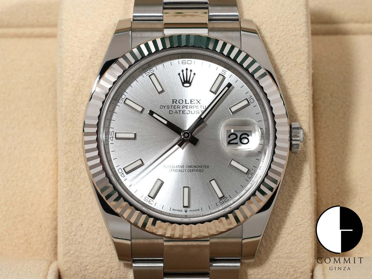 ロレックス デイトジャスト41 Ref.126334 ステンレススチール/ホワイトゴールド シルバー文字盤 オイスターブレスレット 未使用 qawmpmgj