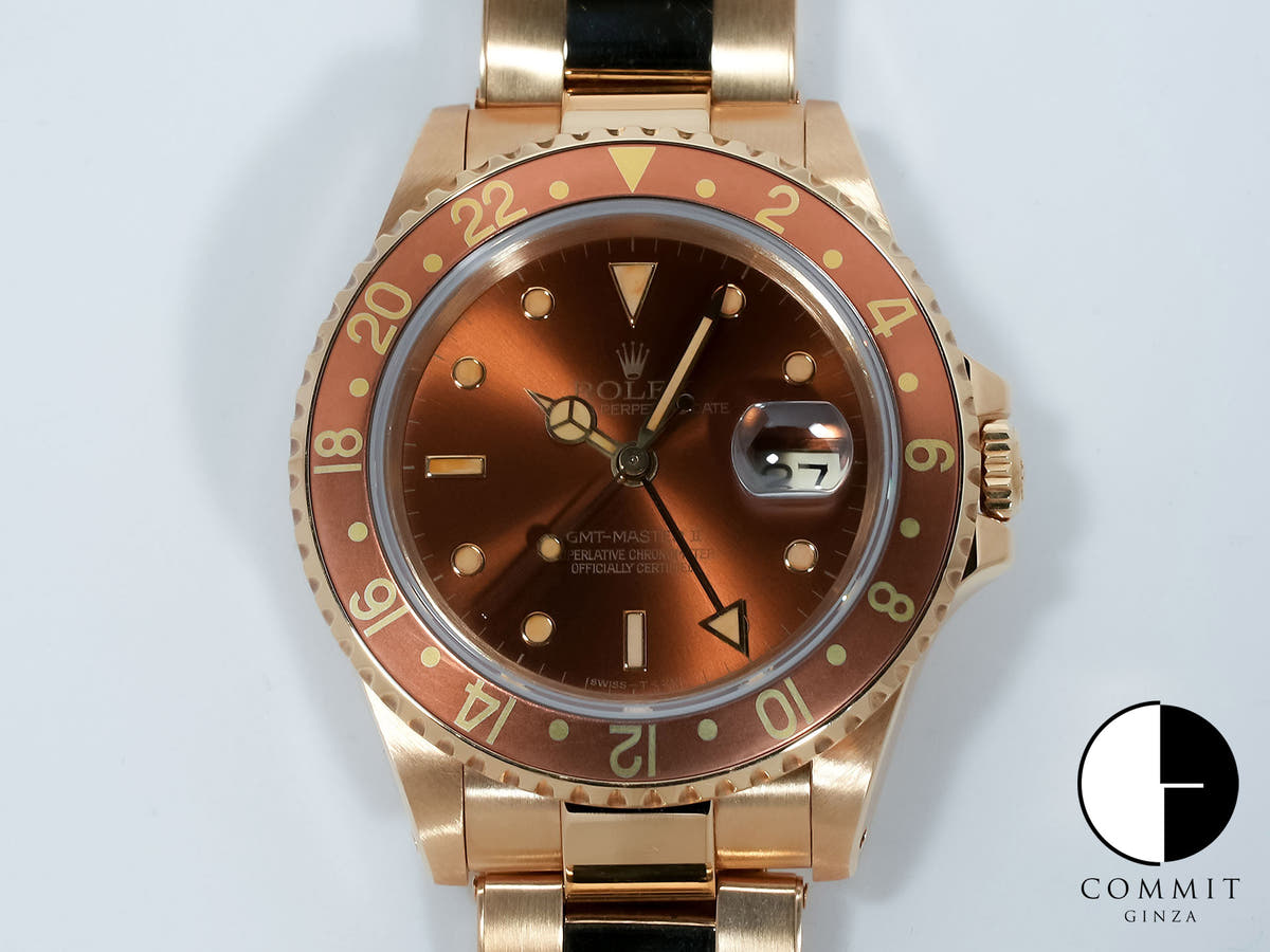 ロレックス GMTマスターII Ref.16718 イエローゴールド ブラウン文字盤 オイスターブレスレット