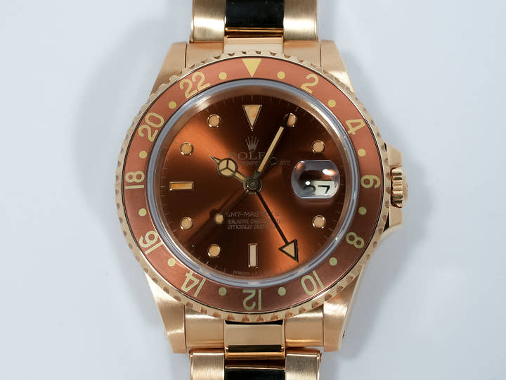 ロレックス GMTマスターII Ref.16718 イエローゴールド ブラウン文字盤 オイスターブレスレット