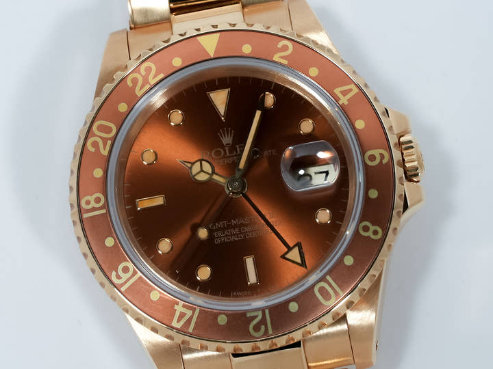 ロレックス GMTマスターII Ref.16718 イエローゴールド ブラウン文字盤 オイスターブレスレット