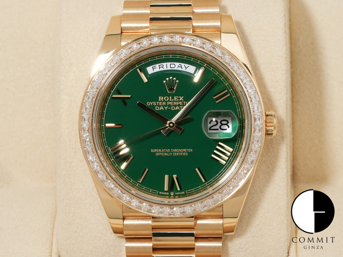 ロレックス デイデイト40 Ref.228398TBR イエローゴールド グリーン文字盤