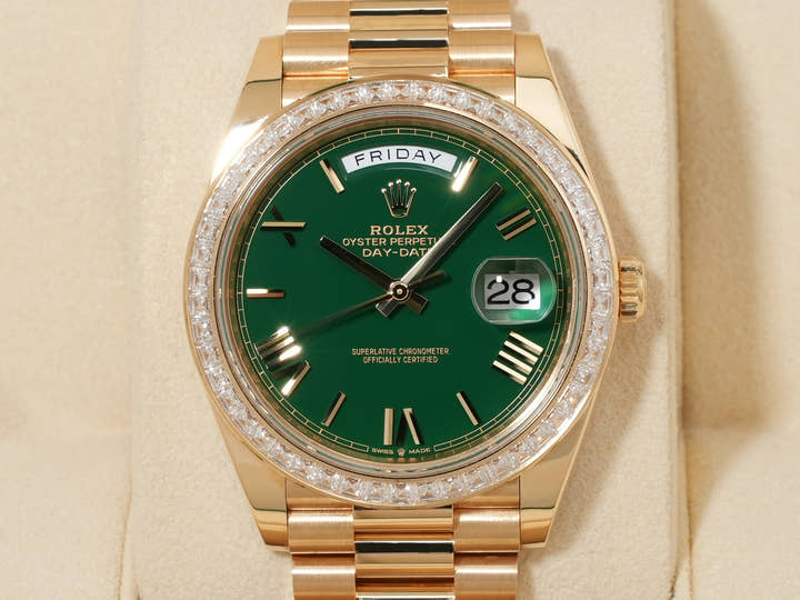 ロレックス デイデイト40 Ref.228398TBR イエローゴールド グリーン文字盤