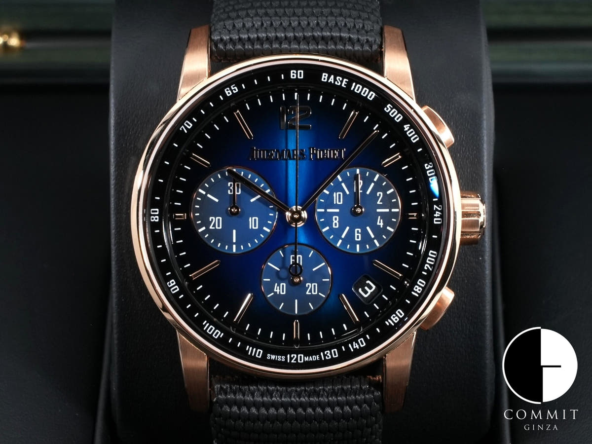 オーデマピゲ CODE 11.59 バイ オーデマ ピゲ クロノグラフ Ref.26393OR.OO.A002KB.03 ピンクゴールド ブルー文字盤