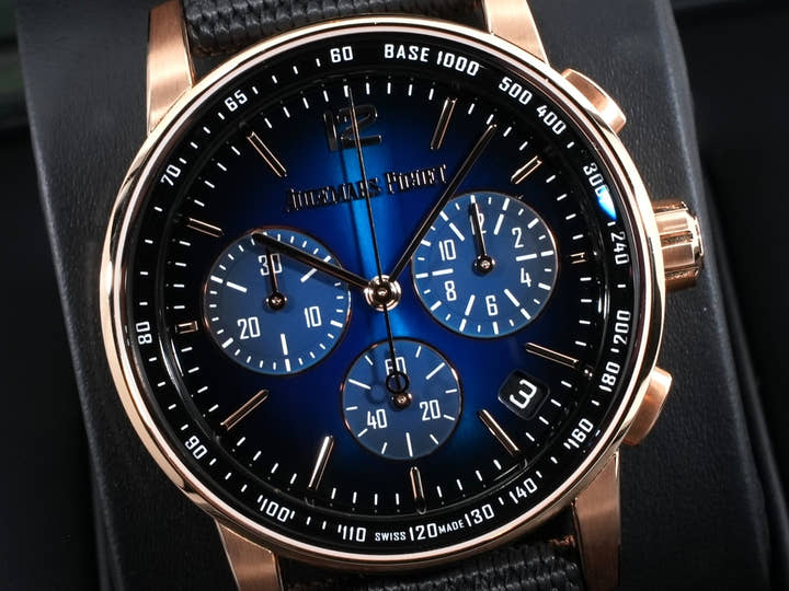 オーデマピゲ CODE 11.59 バイ オーデマ ピゲ クロノグラフ Ref.26393OR.OO.A002KB.03 ピンクゴールド ブルー文字盤