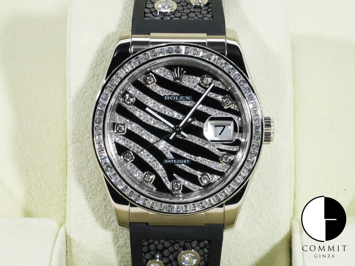 Rolex Datejust Ref. 116189BBR White Gold Zebra Dial Leather Strap