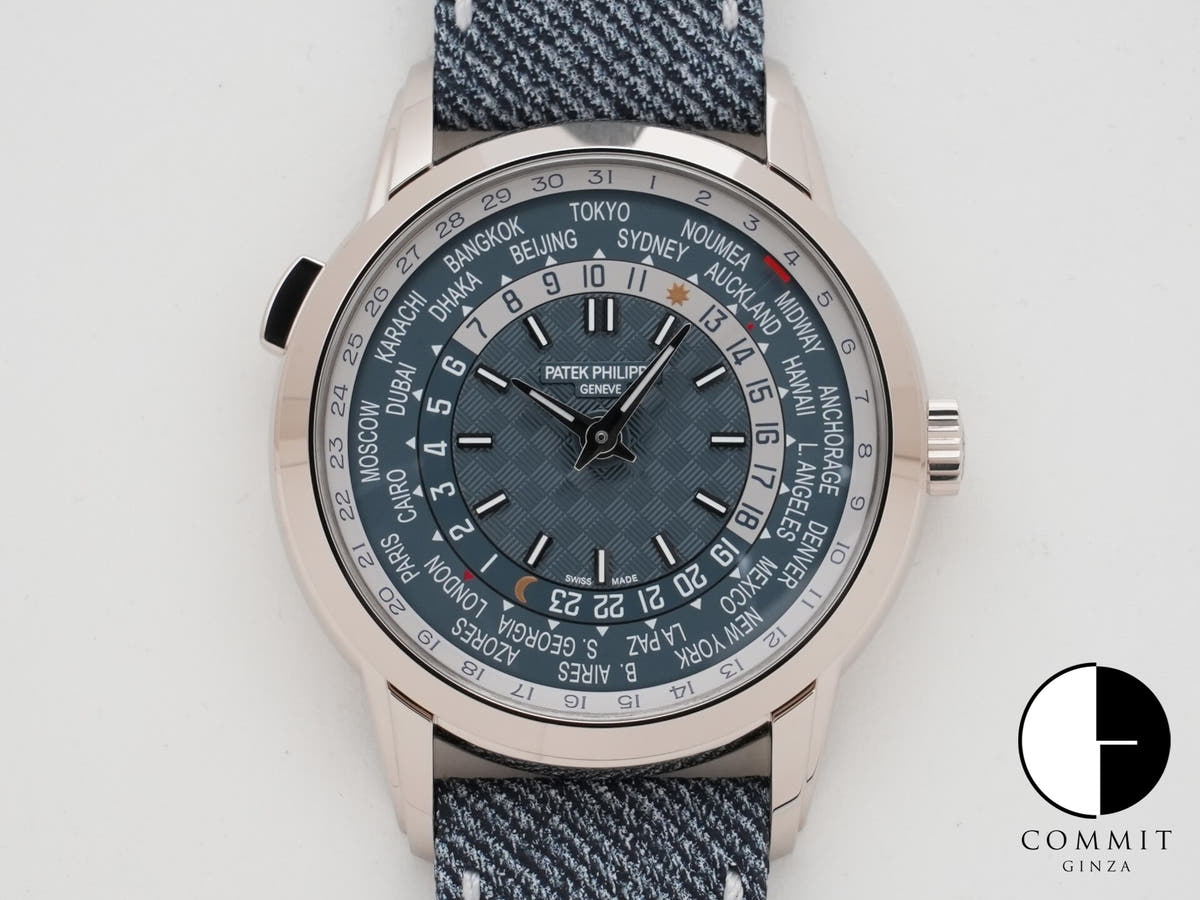Patek Philippe Complication World Time Date Ref. 5330G-001 White Gold Blue-Grey Opaline Dial