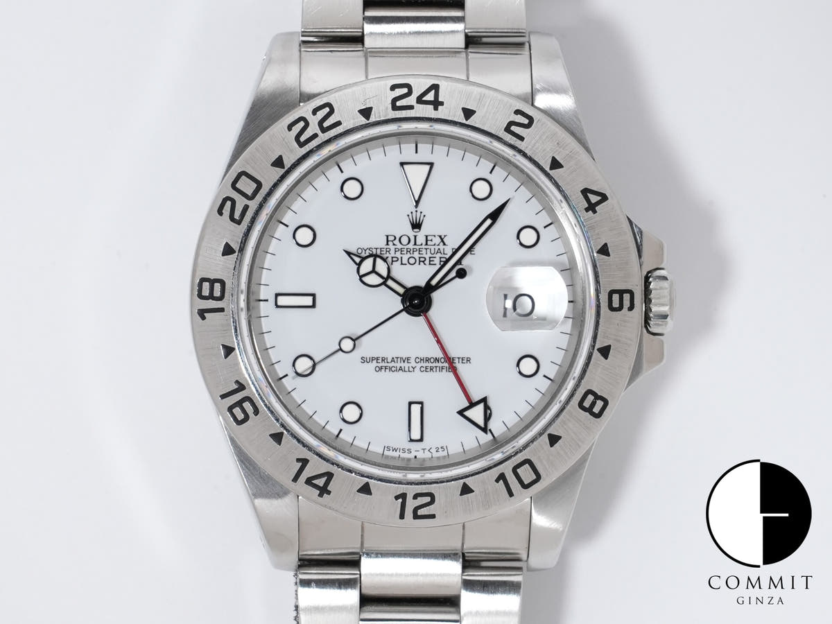 ロレックス エクスプローラーII Ref.16570 ステンレススチール ホワイト文字盤 オイスターブレスレット 中古 gmiu68ox