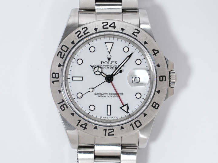 ロレックス エクスプローラーII Ref.16570 ステンレススチール ホワイト文字盤 オイスターブレスレット 中古 gmiu68ox