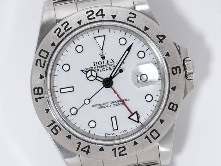 ロレックス エクスプローラーII Ref.16570 ステンレススチール ホワイト文字盤 オイスターブレスレット 中古 gmiu68ox