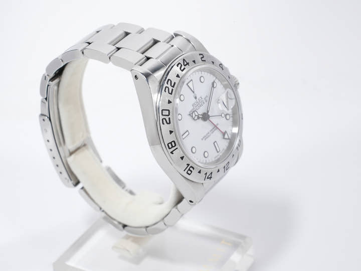ロレックス エクスプローラーII Ref.16570 ステンレススチール ホワイト文字盤 オイスターブレスレット 中古 gmiu68ox