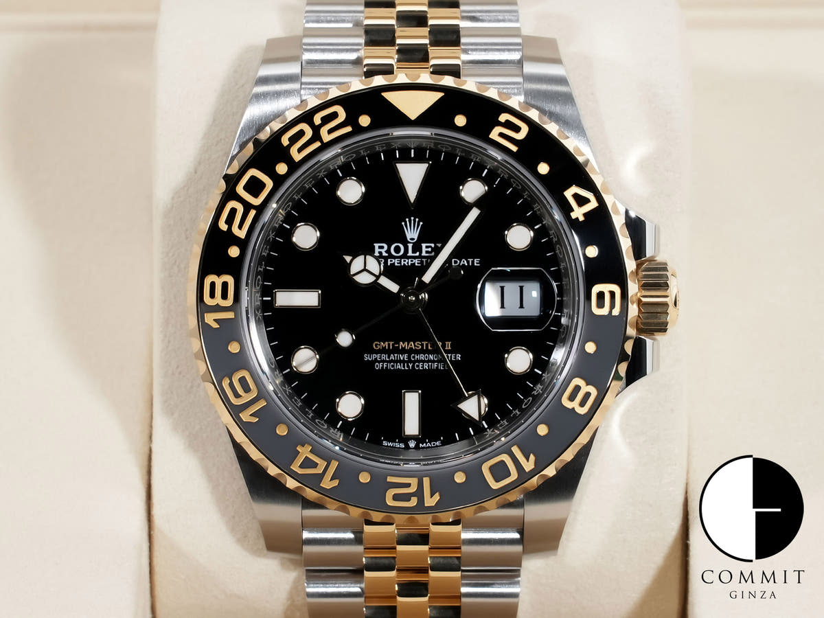 Rolex GMT-Master II Ref. 126713GRNR Stainless Steel/Yellow Gold Black Dial Jubilee Bracelet