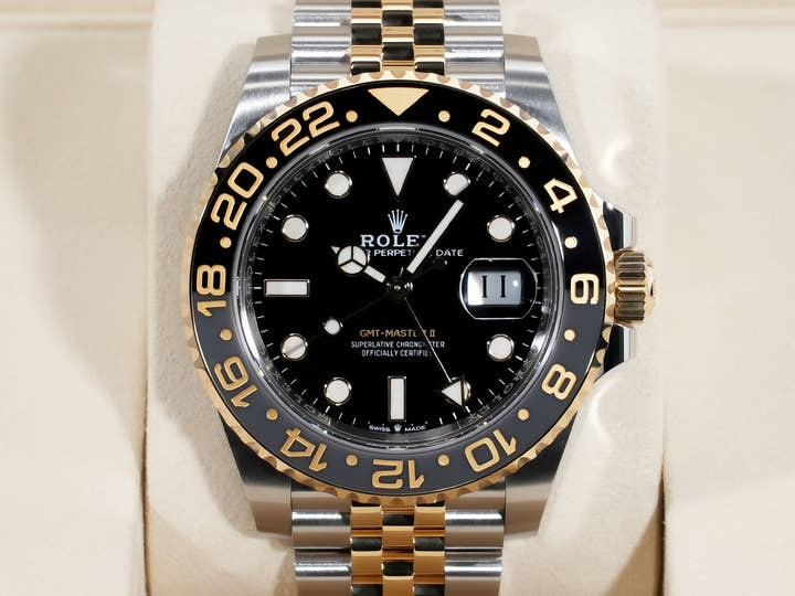 Rolex GMT-Master II Ref. 126713GRNR Stainless Steel/Yellow Gold Black Dial Jubilee Bracelet