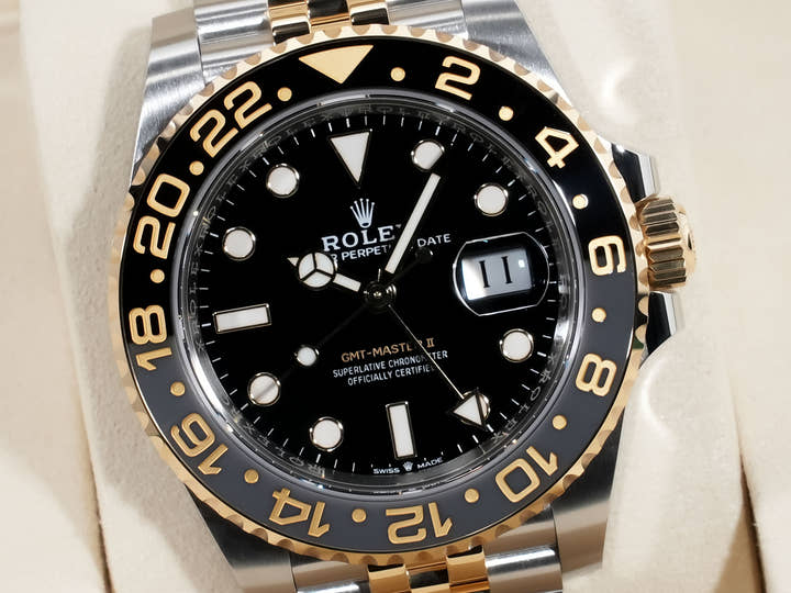 Rolex GMT-Master II Ref. 126713GRNR Stainless Steel/Yellow Gold Black Dial Jubilee Bracelet