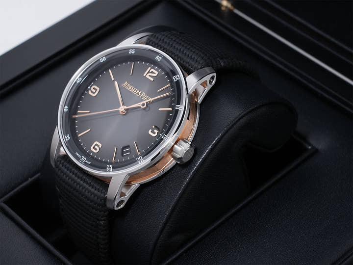 Audemars Piguet CODE 11.59 by Audemars Piguet Ref. 15210CR.OO.A002KB.01 White Gold/Pink Gold Grey Lacquer Dial