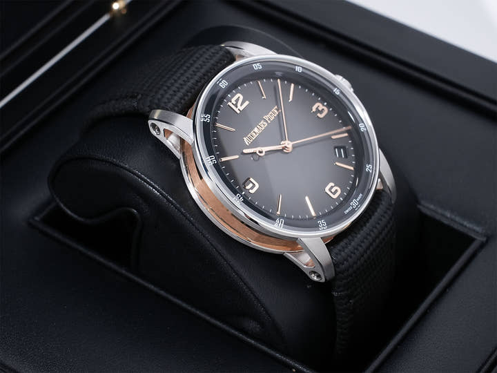 Audemars Piguet CODE 11.59 by Audemars Piguet Ref. 15210CR.OO.A002KB.01 White Gold/Pink Gold Grey Lacquer Dial