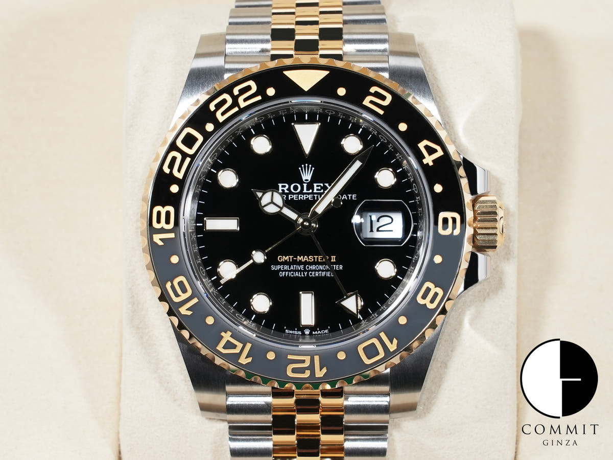 Rolex GMT-Master II Ref. 126713GRNR Stainless Steel/Yellow Gold Black Dial Jubilee Bracelet