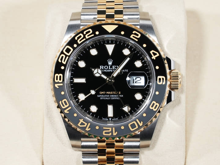 Rolex GMT-Master II Ref. 126713GRNR Stainless Steel/Yellow Gold Black Dial Jubilee Bracelet
