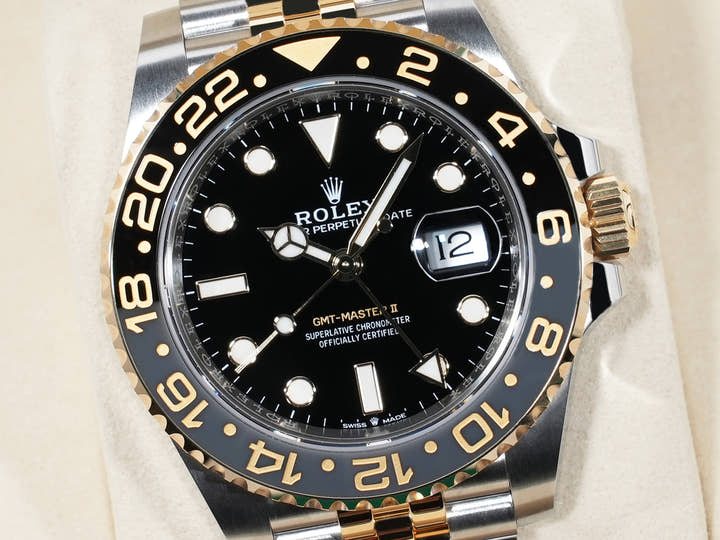Rolex GMT-Master II Ref. 126713GRNR Stainless Steel/Yellow Gold Black Dial Jubilee Bracelet