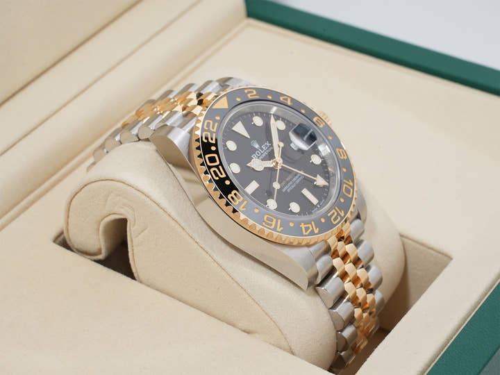 Rolex GMT-Master II Ref. 126713GRNR Stainless Steel/Yellow Gold Black Dial Jubilee Bracelet