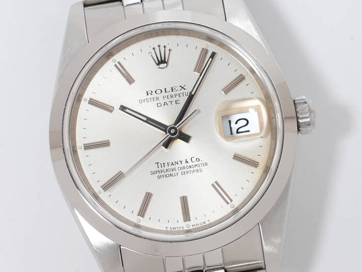 ロレックス オイスターパーペチュアル デイト TIFFANY&CO. Ref.15200 ステンレススチール シルバー文字盤