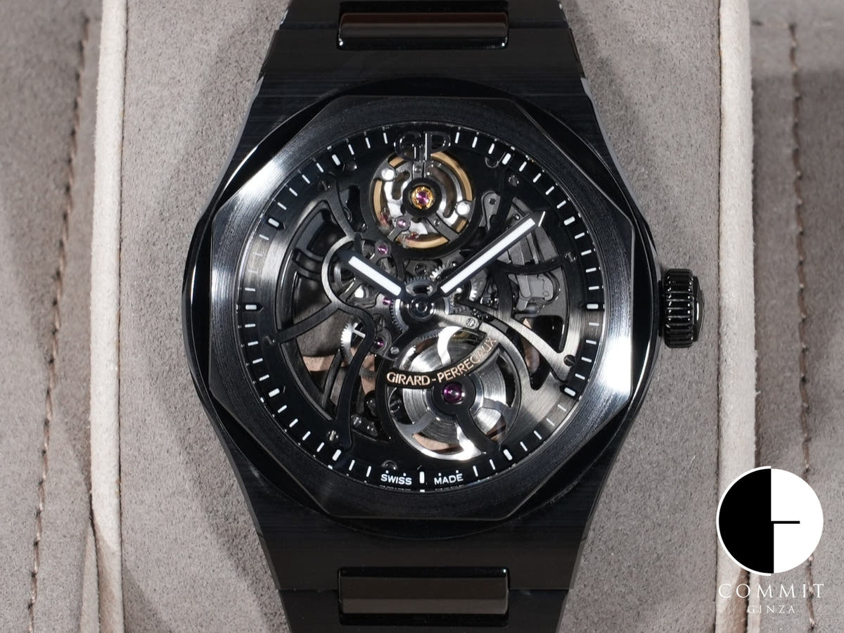 ジラールペルゴ ロレアート スケルトン セラミック Ref.81015-32-001-32A BLACK CE スケルトン文字盤 美品 accpqn3m