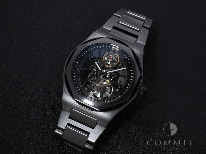 ジラールペルゴ ロレアート スケルトン セラミック Ref.81015-32-001-32A BLACK CE スケルトン文字盤 美品 accpqn3m