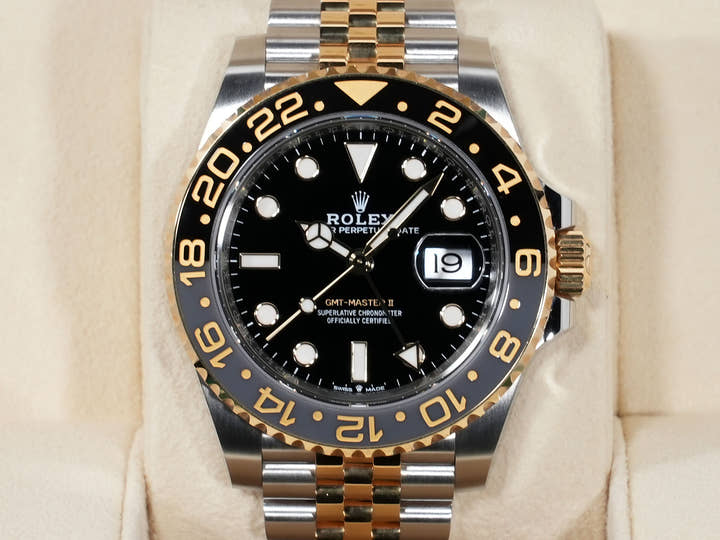 Rolex GMT-Master II Ref. 126713GRNR Stainless Steel/Yellow Gold Black Dial Jubilee Bracelet