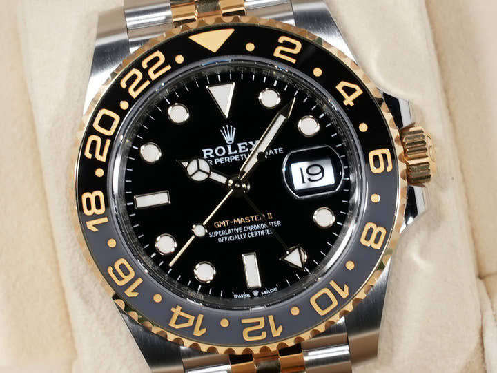 Rolex GMT-Master II Ref. 126713GRNR Stainless Steel/Yellow Gold Black Dial Jubilee Bracelet