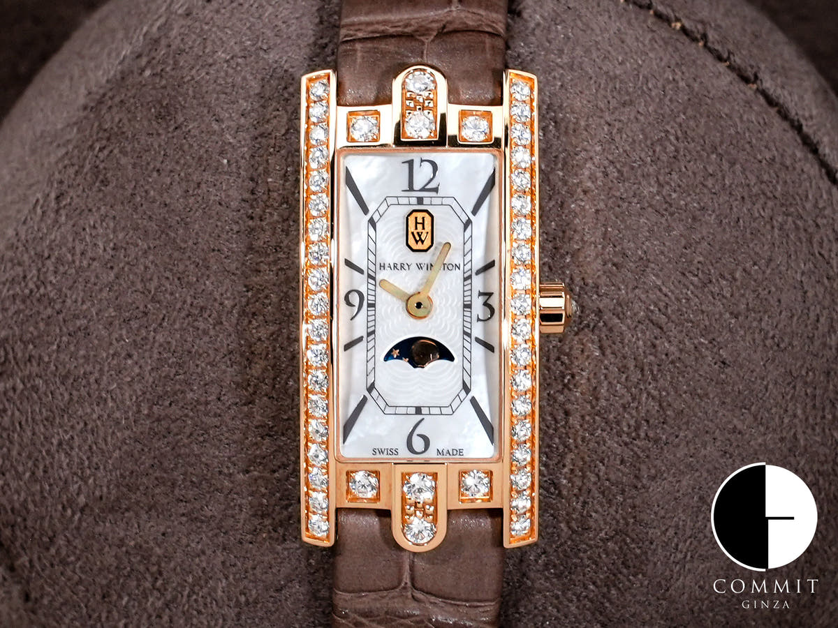Harry Winston Avenue C Mini Moon Phase Ref.AVCQMP 16RR001 White Shell Dial Used o4imhh6j
