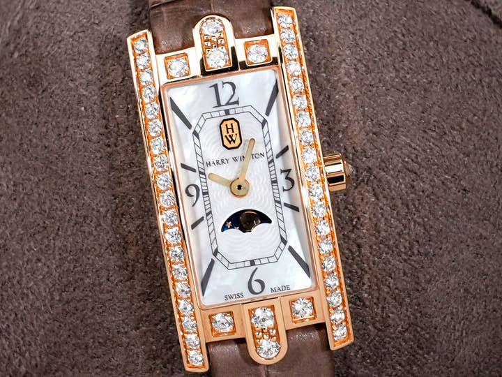 Harry Winston Avenue C Mini Moon Phase Ref.AVCQMP 16RR001 White Shell Dial Used o4imhh6j