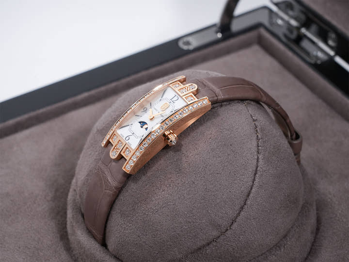 Harry Winston Avenue C Mini Moon Phase Ref.AVCQMP 16RR001 White Shell Dial Used o4imhh6j