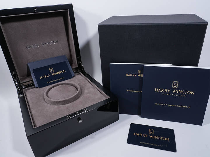 Harry Winston Avenue C Mini Moon Phase Ref.AVCQMP 16RR001 White Shell Dial Used o4imhh6j