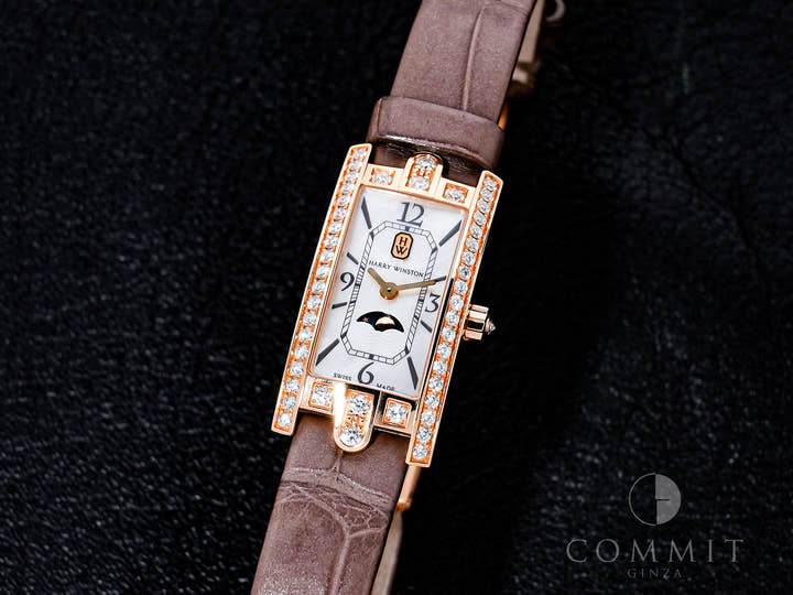 Harry Winston Avenue C Mini Moon Phase Ref.AVCQMP 16RR001 White Shell Dial Used o4imhh6j